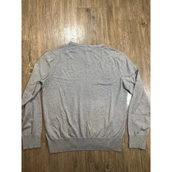 Banana Republic Mens Sweater Cashmere Silk Blend Medium Gray V-Neck Academia - Picture 5 of 7